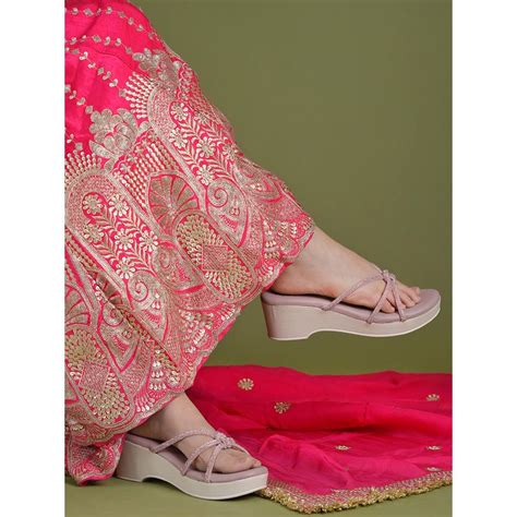Buy Shoetopia Women Pink Wedge Sandals Online