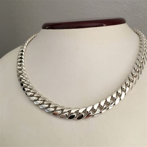 8mm,16 Inch 999 Pure Solid Silver Hand Made Cuban Link Chain - Etsy
