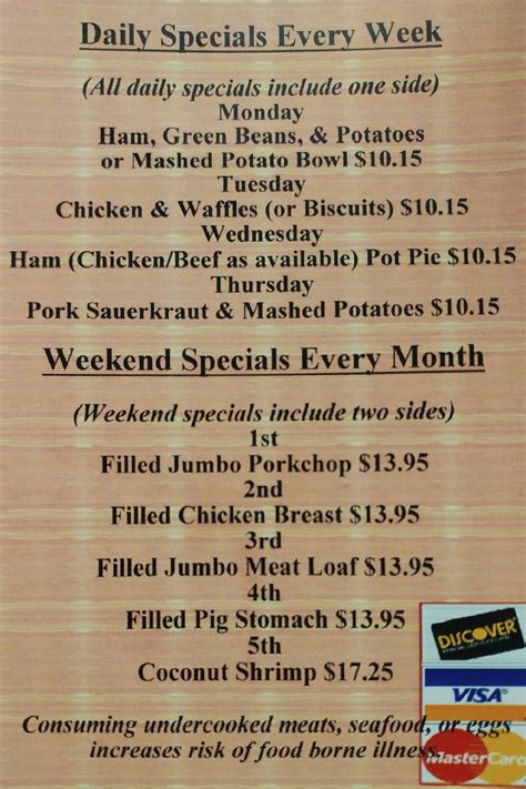 Menu at County Line Restaurant, Richfield