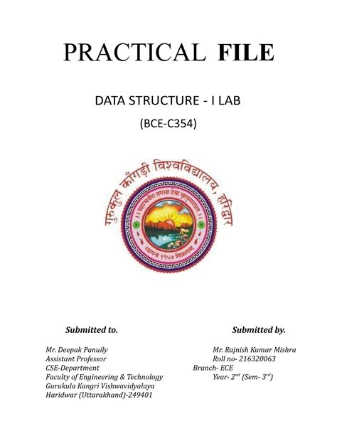 BCE- C354 - project report in c - PRACTICAL DATA STRUCTURE - I LAB (BCE ...