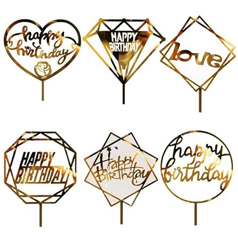 Cake Topper Acrylic Cupcake Topper for Birthday Cake Decorations Happy ...