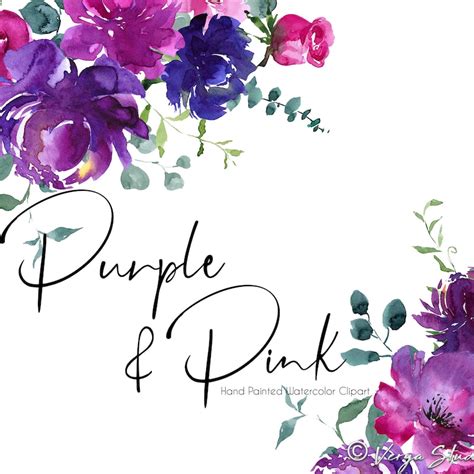 Purple Floral Clip Art - Etsy