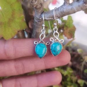 Buy Turquoise Earring,sterling Sliver,blue Gemstone Earring,boho ...