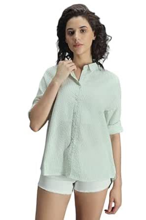 Buy High Star Cotton Women's Oversized Fit Shirt (HSWSHS2423_MC4 ...