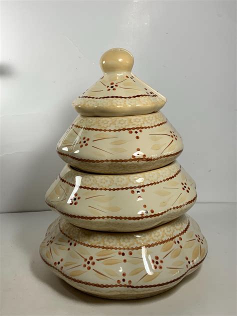 Temp-tations Old World Cream Tiered Christmas Tree Ovenware Bowls and ...