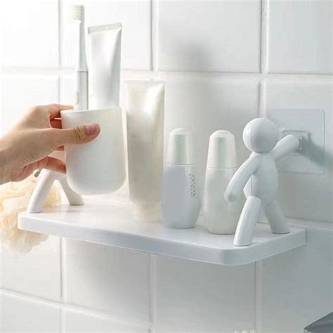 BM SALES Wall Hanging Bathroom Storage Hook Rack – Human-Shaped Multi ...