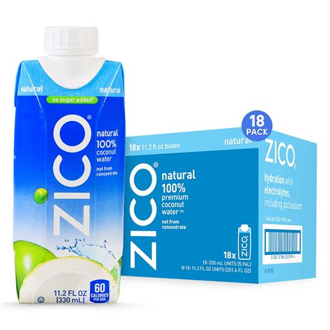 ZICO 100% Coconut Water Drink - 18 Pack, Natural Flavored - No Sugar ...