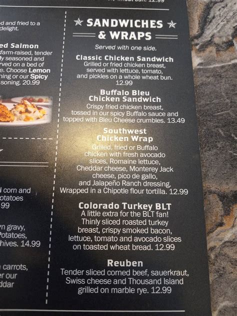 Menu at Black-eyed Pea restaurant, Parker