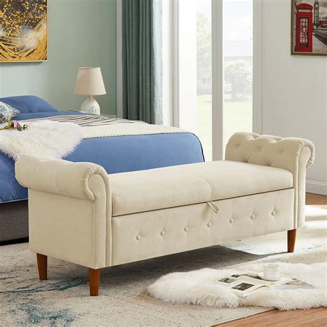 CALABASH Modern Rolled Arm Storage Ottoman Bench, India | Ubuy