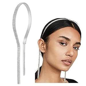 Kidzoo Women Elegant Full Rhinestone Long Chain Crystal Hair Band Hair ...