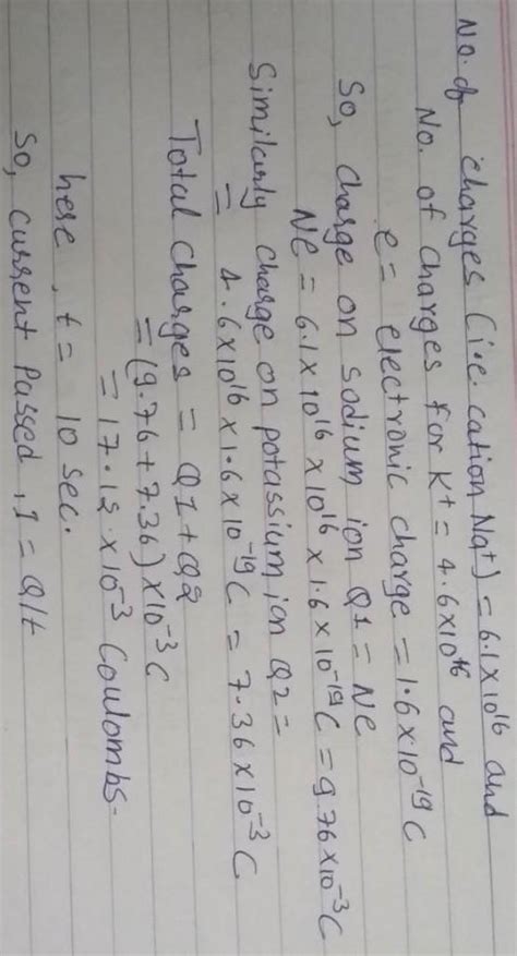 a solution of sodium chloride discharge 6.1 into 10 ratio 16 na + ions ...