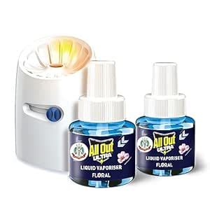 All Out Ultra Floral Liquid Vaporizer, Machine + 2 Refills (45ml each ...