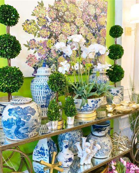 Chinoiserie Style: Preserved Boxwood Topiaries for Console Table Vignette