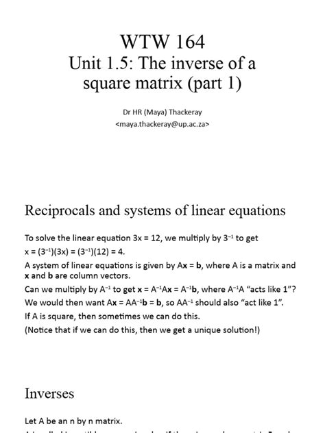 Image result for Inverse Matrix with Example PDF