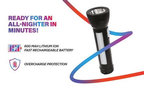 Nippo Nova Rechargeable LED Torch with Side Light | Lithium ion Battery ...