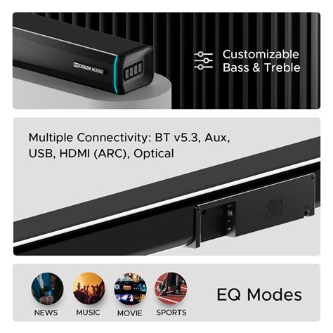 boAt Aavante Bar 5400D - 550W RMS Bluetooth Soundbar with 5.1 Channel ...