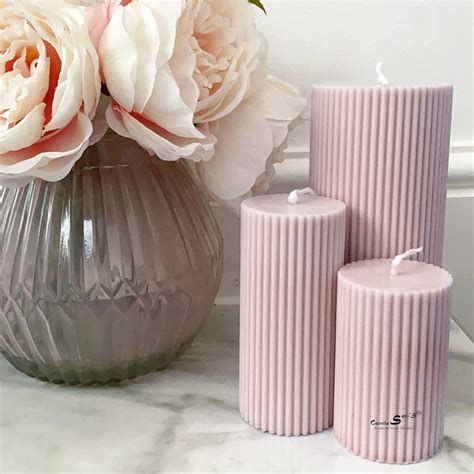Sapi's Scented Pink Ribbed Pillar Candles : Amazon.in: Home & Kitchen