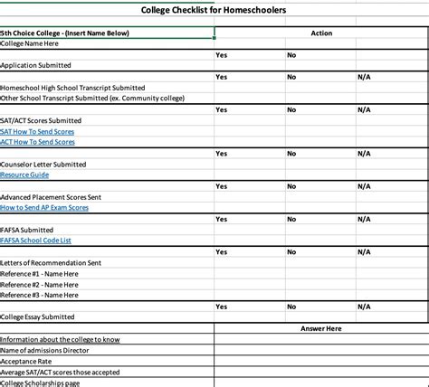 Get Your Free College Application Checklist Excel Spreadsheet