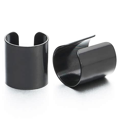 Buy 2pcs Black Stainless Steel Ear Cuff Ear Clip Non-Piercing Clip On ...