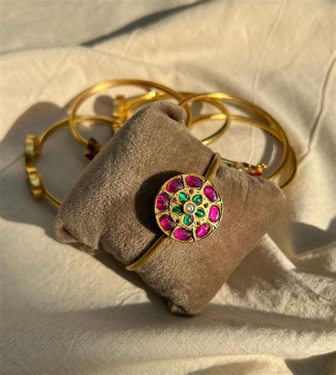 Big Flower design gold plating cuff bracelet – Mangalsutra Bangles