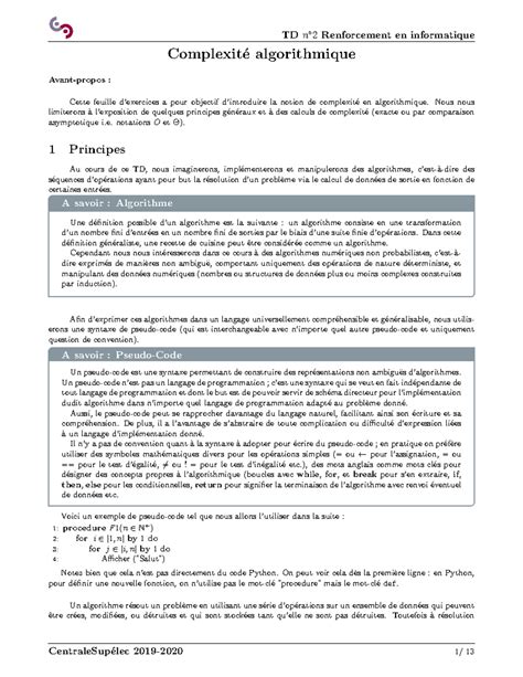 Image result for Complexité Algorithmique Exercices