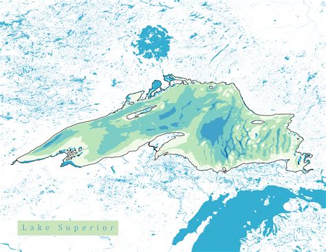 Lake Superior Map Print - Bathymetry Map – Akiseo