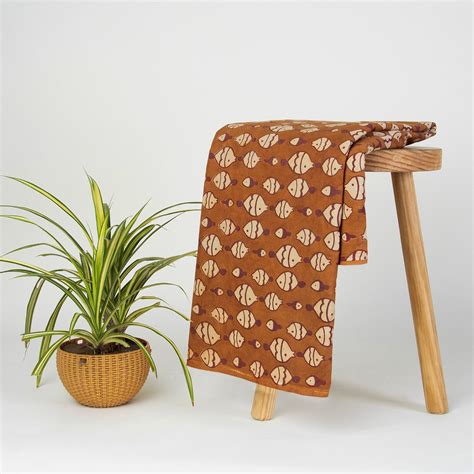 Buy Handmade Fish Printed Cotton Dabu Print Rajasthan Online | DMAASA ...