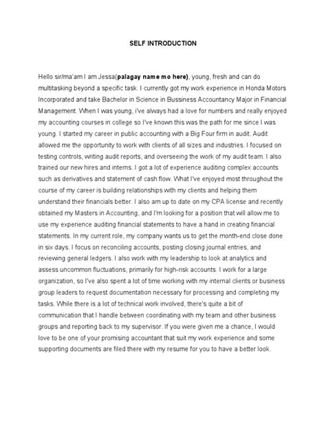 Image result for Self Introduction for Interview Finance Manager