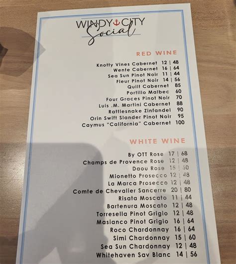 Windy City Social Menu (Full Menu Update 2025)