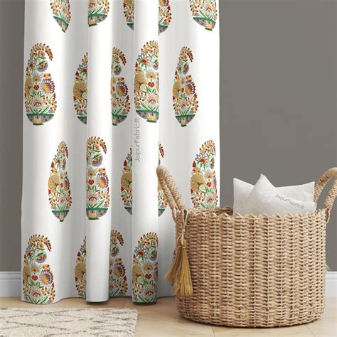 Hand Block Printed Bedsheet Floral Valley Bunai Pattern Indian Kairi ...