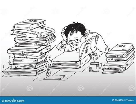 Cartoon_studying Working Hard Stock Vector - Illustration of piles ...