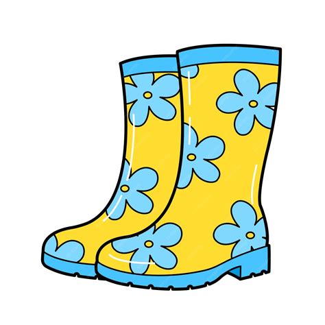 Premium Vector | Blue childrens rubber boots Autumn shoes for rainy ...