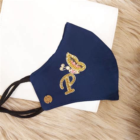 Buy Diya Aswani Navy Blue Personalised Mask Letter P with Butterfly(1 ...