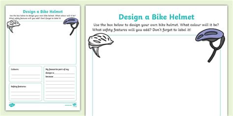 Design a Bike Helmet Worksheet