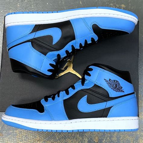 Nike Air Jordan 1 Mid University Blue Black DQ8426-401 10.5 Carolina ...