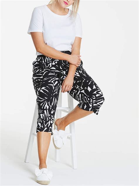 Capsule - - Capsule BLACK Linen Blend Printed Slouch Cropped Trousers ...