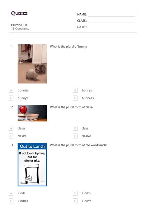 50+ Plurals worksheets for Kindergarten on Quizizz | Free & Printable