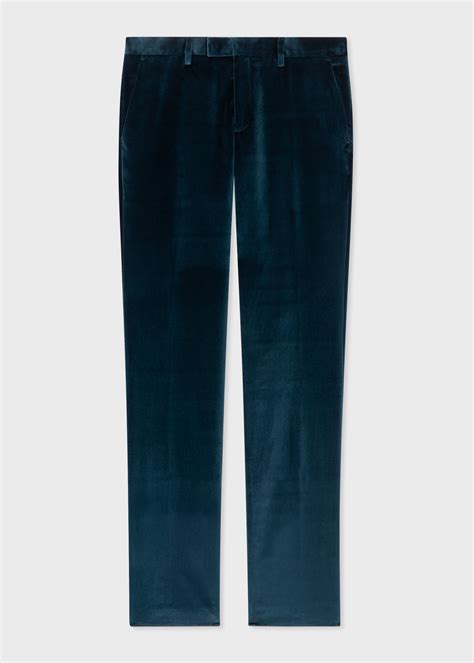 Men's Slim-Fit Navy Velvet Pants