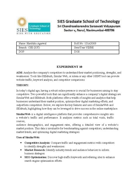 CSE IOT VII/BE Experiment 10: Competitive Analysis with OSINT Tools ...