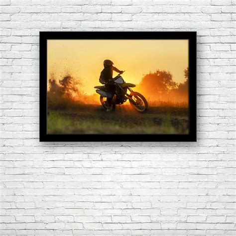 BOXD Motocross Speed in Track Painting Poster Black Frame 19 X 13Inch ...