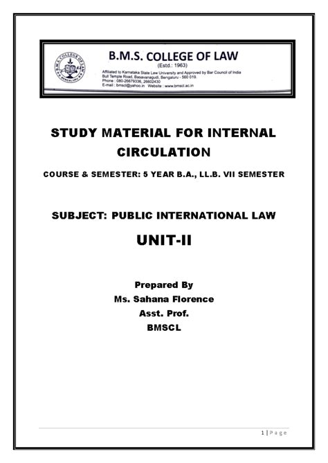 Unit 2 - Public international law unit 2 best material for exams ...
