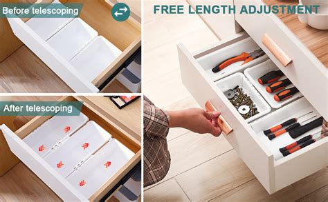 MosQuick® Set of 2 Expandable partition boxes for storage with dividers ...