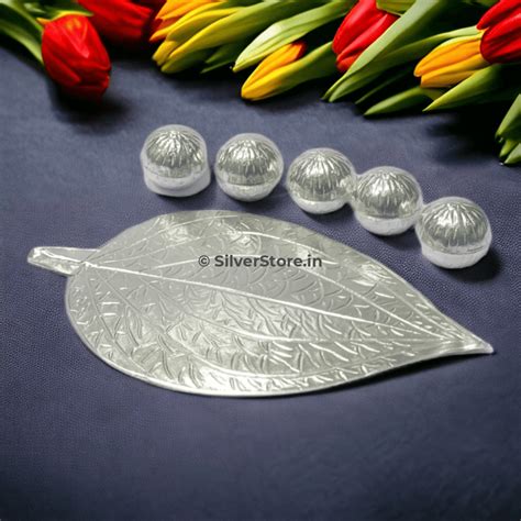 Silver Pan & silver supari set - silver leaf - silver nuts – SilverStore.in
