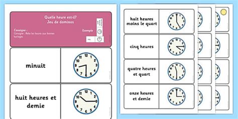 Telling the Time Dominoes French