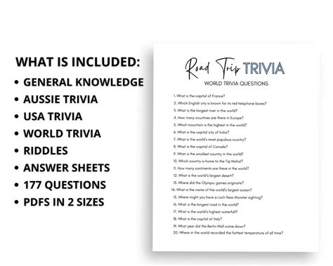 Road Trip Trivia | Printable Road Trip Games | Trivia Questions for ...
