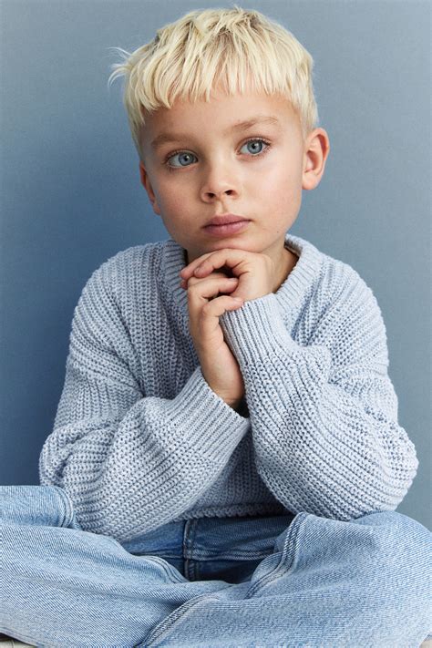 Patent-Knit Cotton Sweater - Light blue - Kids | H&M US