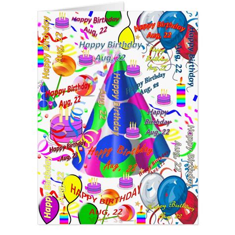 August, 22 Birthday Card, Large Birthday Card | Zazzle