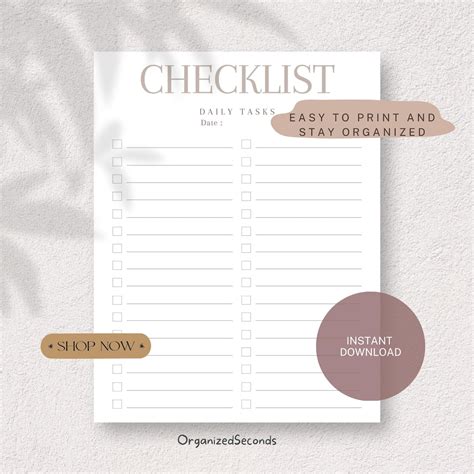 Free Printable Daily Checklist 的图像结果