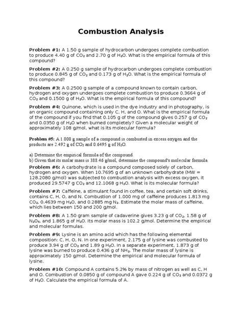 Image result for Combustion Example Problem