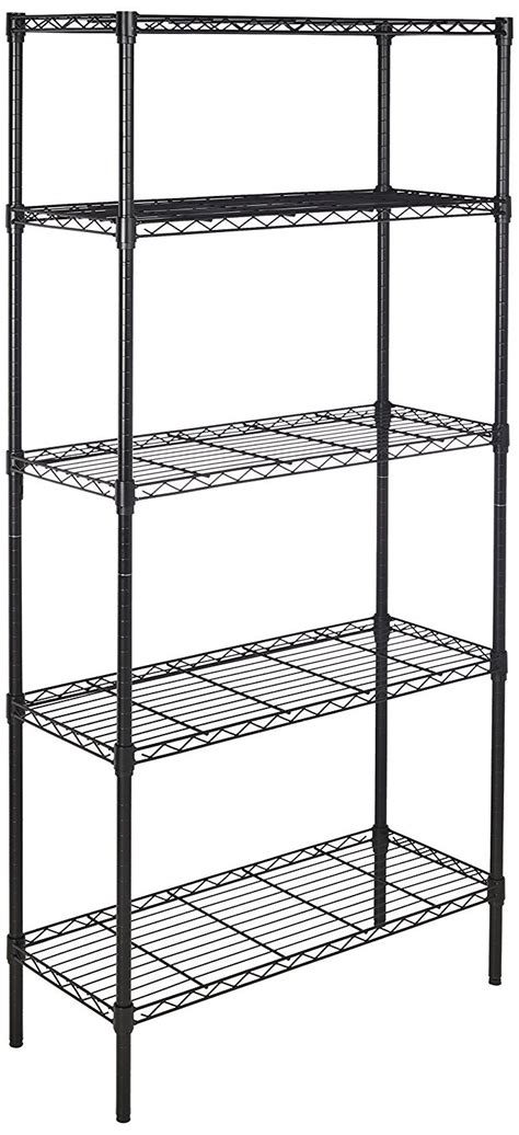 amazon basics Height Adjustable 5-Shelves Heavy Duty Rack - Black ...